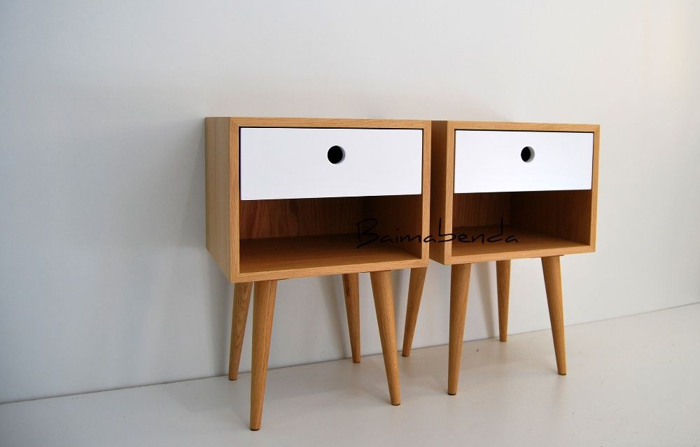 Par de Mesas de Cabeceira retro vintage estilo nordico