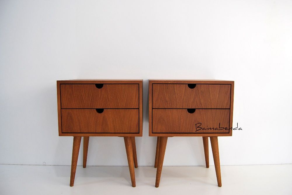 Par de Mesas de Cabeceira retro vintage estilo nordico